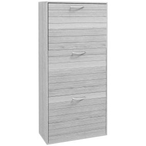 Zapatero Estrecho con 3 Puertas Abatibles, Zapatero Entrada Recibidor, Estantes Ajustables, para 12 Pares de Zapatos, para Pasillo, Espacios Reducidos, Gris