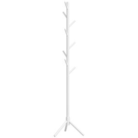 Perchero de Pie Perchero para Ropa de Madera con 8 Ganchos para Colgar Bolsas Forma de Árbol para Pasillo Entrada Dormitorio 40x40x165 cm Blanco