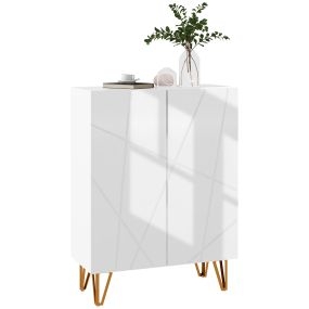 Zapatero moderno de entrada con estantes ajustables y cierre suave 72x31,5x95 cm blanco brillo
