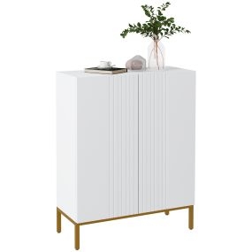 Zapatero de 5 niveles con puertas de cierre suave, estantes ajustables, 72,5x31,5x95 cm, blanco