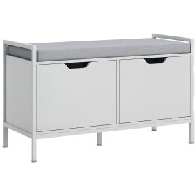 Banco zapatero con asiento y cojín extraíble para 4 pares 84x35x50 cm blanco
