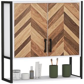 Armario de pared para baño multiusos suspendido con 2 puertas y estante ajustable 59x20x60 cm multicolor
