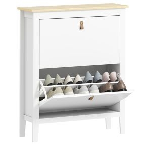 Zapatero estrecho 4 puertas blanco 80x24x95,5 cm para 20 pares de zapatos