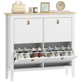 Zapatero estrecho de 4 puertas para 20 pares, 105x24x95,5 cm, blanco