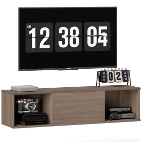Armario de pared colgante con 2 compartimentos y puerta abatible 120x30x29,5 cm marrón