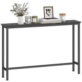 Mesa consola moderna 100 cm efecto mármol y marco de metal negro para entrada y sala de estar