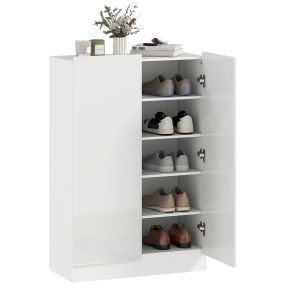 Zapatero de 2 puertas blanco con cierre suave, estantes ajustables y ventilación, 72,5x34,5x103 cm