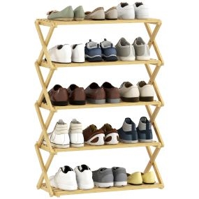 Zapatero estrecho de bambú vertical plegable de 5 niveles sin instalación natural