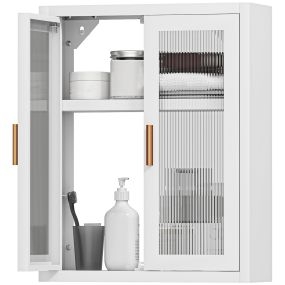 Armario de baño de pared blanco con puertas de acrílico y estante ajustable