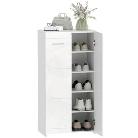 Mueble zapatero moderno con estantes ajustables para 10 pares 55x36x108 cm blanco brillo