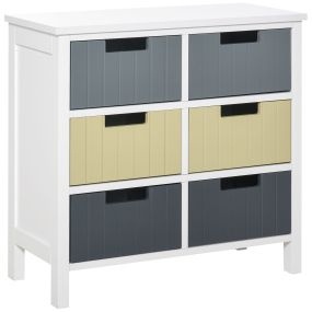 Cómoda de madera con 6 cajones multicolor 62x28x58 cm para dormitorio salón baño