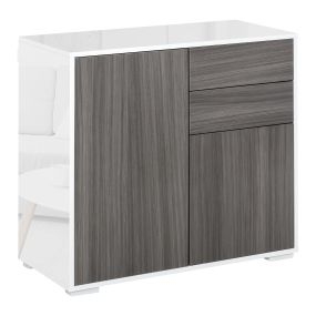 Aparador de cocina gris con 2 puertas, 2 cajones, estante ajustable y apertura a presión 79x36x74 cm