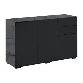 Aparador de entrada con 3 puertas 2 cajones y estante ajustable 117x36x74 cm negro
