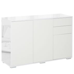 Aparador de salón 3 puertas 2 cajones estante ajustable 117x36x74 cm blanco alto brillo