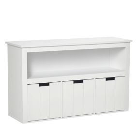 Aparador de salón blanco con 3 cajones extraíbles y estantes abiertos 102x33x61,5 cm