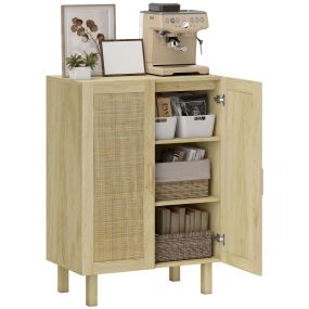 Aparador de ratán natural 2 puertas con estantes ajustables 73x41x102 cm