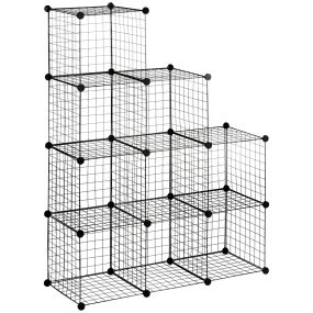 Estantería Modular de 9 Cubos, Estantería Apilable de Alambre DIY, Organizador de Almacenamiento Multiuso, para Salón, Dormitorio, Negro
