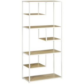 Estantería de almacenamiento industrial con marco de acero 83x34x180 cm roble