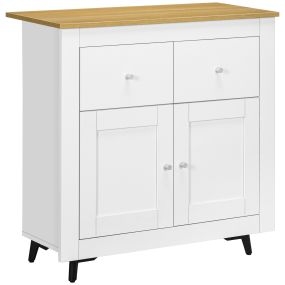 Aparador de cocina moderno con puertas dobles y 2 cajones 78x35x80 cm blanco