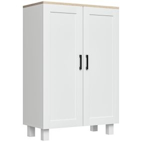 Aparador estrecho de 2 puertas con estante ajustable 60x30x90 cm blanco