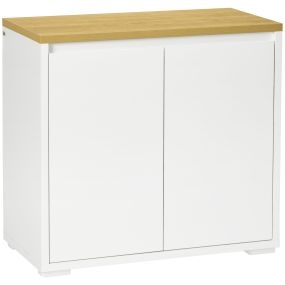 Aparador de salón blanco con 2 puertas y estante ajustable 80x37x75 cm
