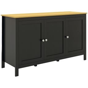 Aparador de 3 puertas con estantes ajustables negro 120x40x70 cm
