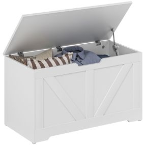 Baúl de almacenaje 100 L con tapa bisagra de seguridad 80x40x45 cm blanco