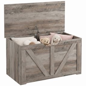 Baúl de almacenaje 100L con bisagra de seguridad, asa en U, gris, 80x40x45 cm, carga 136 kg