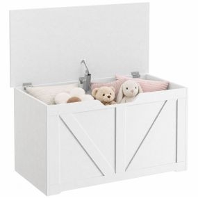 Baúl de almacenaje 100L con bisagra de seguridad, asa en U, blanco, 80x40x45 cm, 136 kg