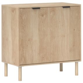 Aparador de Salón Aparador con Estante Ajustable 2 Puertas Sistema Anti-vuelco y Patas de Madera de Pino para Comedor Pasillo 78x40x77,5 cm Roble