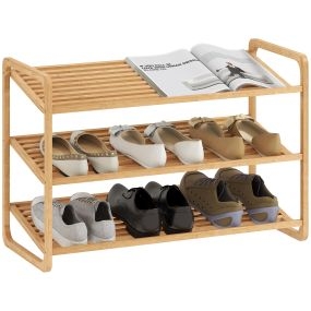 Zapatero de bambú de 3 niveles para 12 pares 76x33x50,8 cm natural