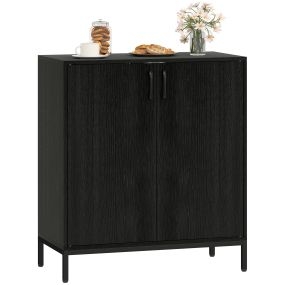 Aparador moderno con 2 puertas, estante ajustable, base elevada, 80x40x90 cm, negro