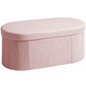Puff banco de almacenaje plegable 72 L 76x38x35 cm terciopelo rosa 120 kg