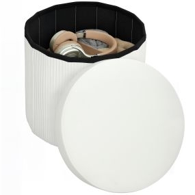 Puff banco de almacenaje plegable 35 L 38x38x38 cm terciopelo crema 120 kg