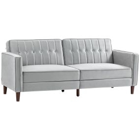 Sofá cama de 3 plazas convertible tapizado en terciopelo gris claro 189x80,5x78,5 cm