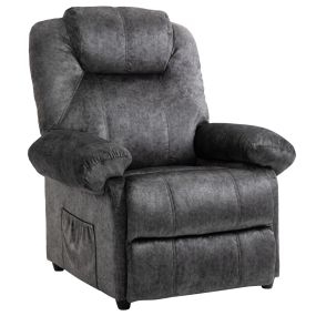 Sillón relax reclinable manual de terciopelo negro con reposabrazos y reposapiés hasta 135º