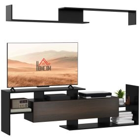 Conjunto de muebles de salón para TV de pared hasta 65" o de pie hasta 40" negro y marrón
