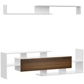 Conjunto de muebles de salón para TV de pared hasta 65" o de pie hasta 40" blanco y marrón