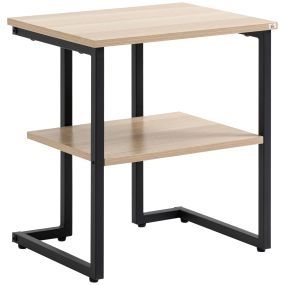 Mesa auxiliar de 2 estantes estilo moderno 45x35x48 cm natural
