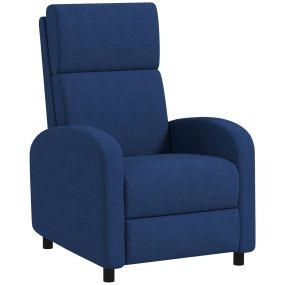 Sillón Relax Reclinable Manual Sillón Relax Tapizado en Lino Sintético con Reposapiés Respaldo Alto Carga 120 kg Butaca Reclinable para Dormitorio Oficina Azul Oscuro