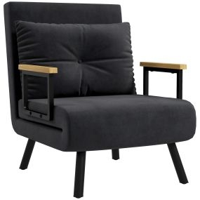 Sofá cama 1 plaza 4 en 1 tapizado en terciopelo negro 63x73x81 cm