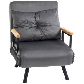 Sofá cama 1 plaza 4 en 1 tapizado en terciopelo gris 63x73x81 cm