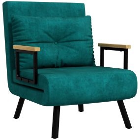 Sofá cama 1 plaza 4 en 1 tapizado en terciopelo verde 63x73x81 cm
