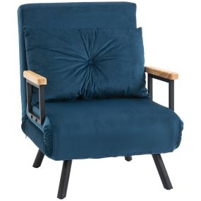 Sofá cama 1 plaza 4 en 1 tapizado en terciopelo azul 63x73x81 cm