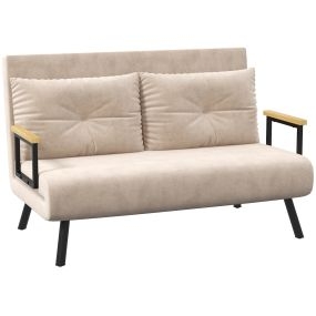 Sofá cama 2 plazas 4 en 1 tapizado en terciopelo beige 102x73x81 cm