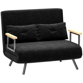 Sofá cama 2 plazas 4 en 1 tapizado en terciopelo negro 102x73x81 cm