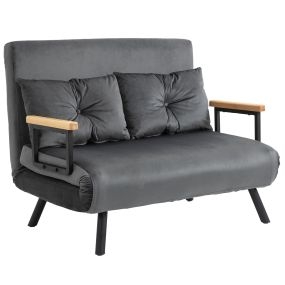 Sofá cama 2 plazas 4 en 1 plegable de terciopelo gris 102x73x81 cm