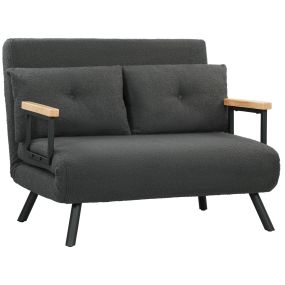 Sofá cama 2 plazas 4 en 1 tapizado en borreguito gris oscuro 102x73x81 cm