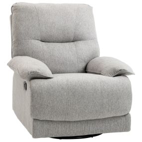 Sillón reclinable manual tapizado en tela gris con reposapiés 89x98x101 cm carga 160 kg
