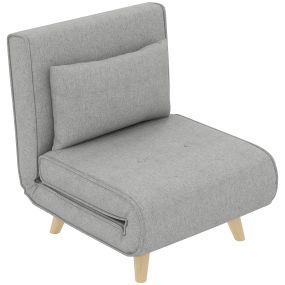 Sofá cama 1 plaza 3 en 1 plegable tapizado en lino sintético gris 72x78x79 cm